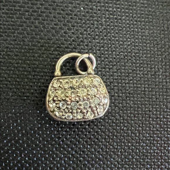 Handbags - Vintage Sterling silver Cz. Embellished Silver Mini Bag Charm